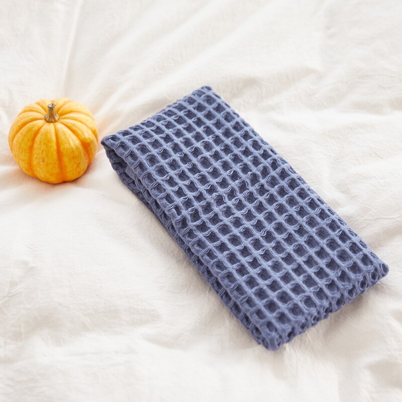 Long staple cotton face washing square towel face towel bath towel beach towel cover blanket honeycomb mesh large waffle towel: blue / 35x76cm