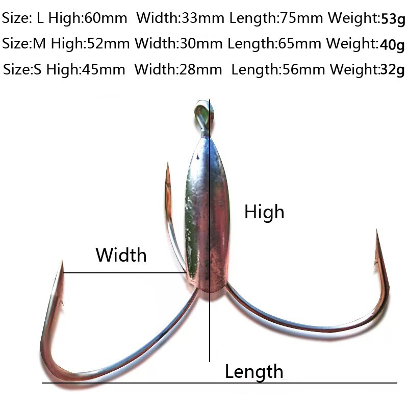 Uds 32g 40g 53g 60g afilado grande anzuelos triples de pesca con plomo peso plomo aparejos de pesca anzuelo herramientas Accesorios