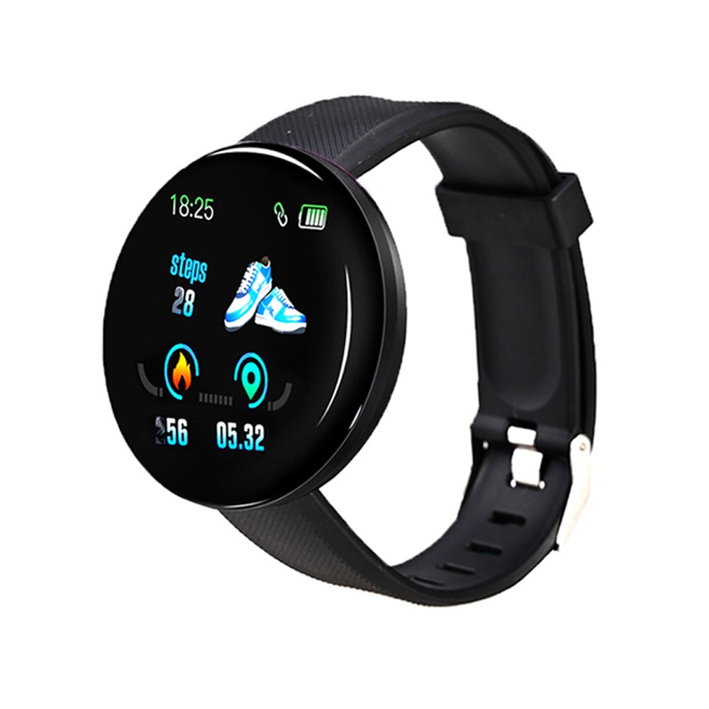 Smart Wristband Blood Pressure Heart Rate Measurement D18 Bluetooth Smart Bracelet Sport Tracker Smart Watch D13 Smartwatch A2: Black D18