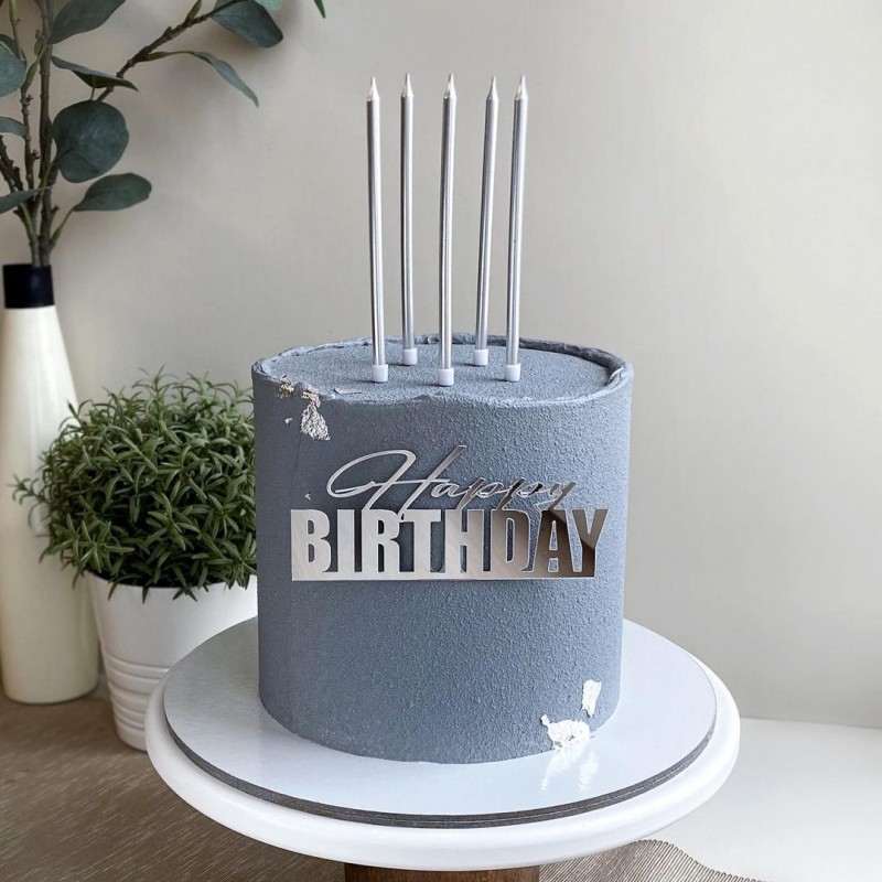 Ins novo feliz aniversário bolo toppers para o bebê crianças adulto festa de aniversário decoração do bolo ouro prata acrílico diy ferramentas de cozimento do bolo: Oliva