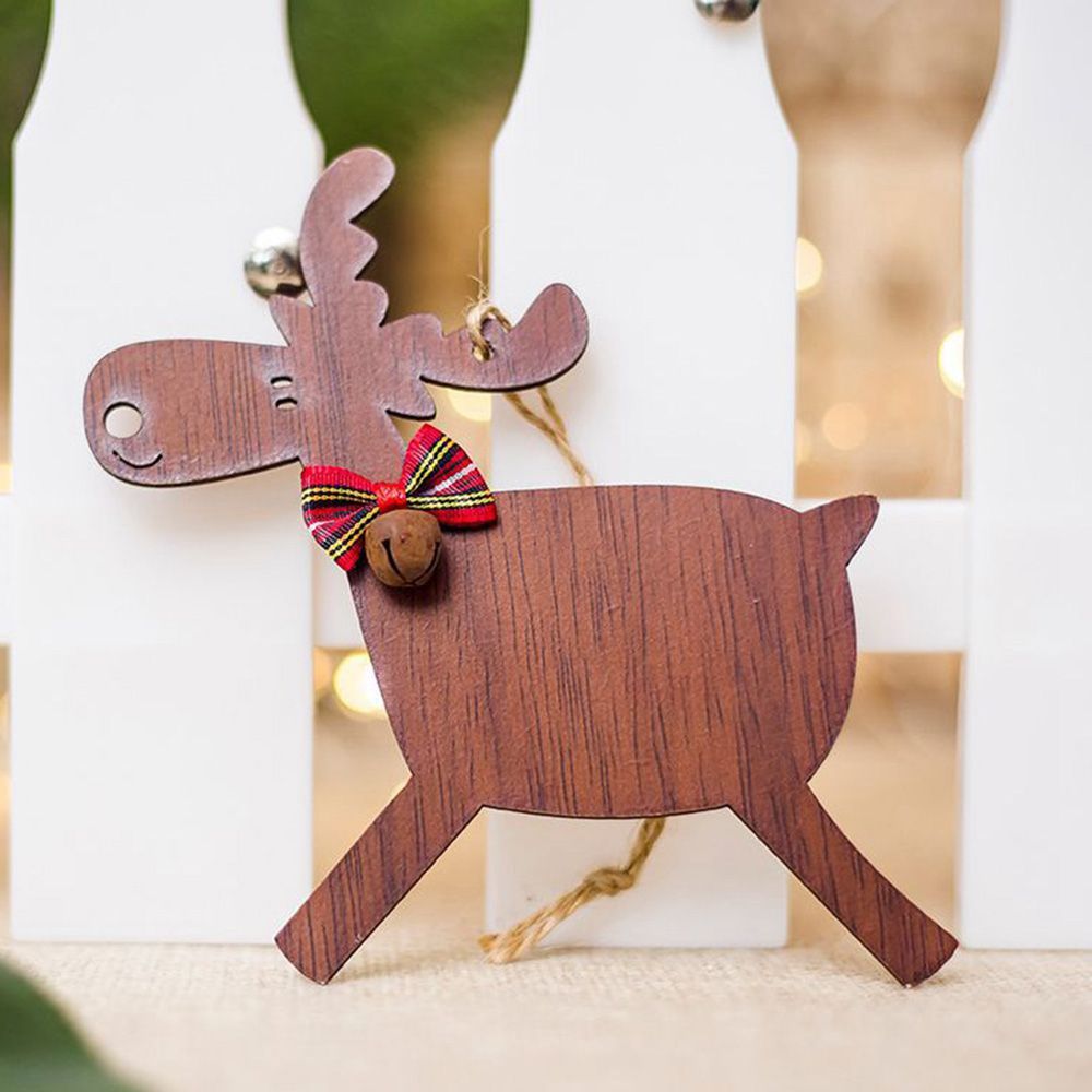 2 soorten Kerstboom boog Houten Herten Hangers ambachten DIY leuke Kid Voor home Party Decoratie ornamenten supplies: Brown