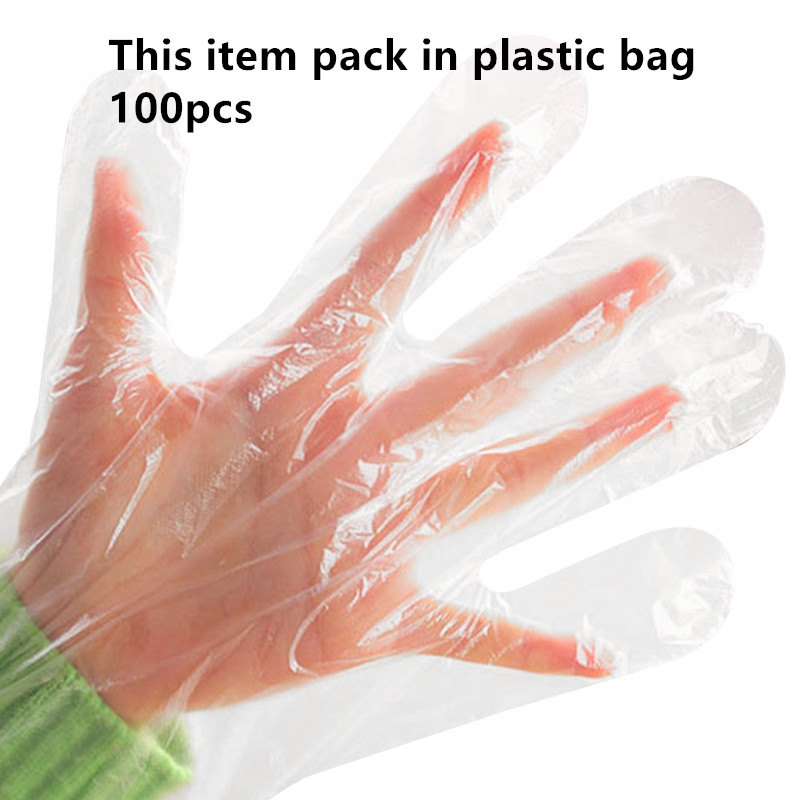 100 Uds guantes de nitrilo para niños, guantes de trabajo desechables para niños, guantes blancos de látex para la escuela, guantes de mano con dedos completos: 100PCS Plastic A