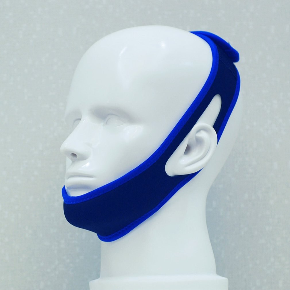 Cinturón de soporte para la Apnea del sueño, correas de soporte para la barbilla para la noche, antirronquidos, correa para la barbilla, herramientas de cuidado para dejar de roncar, belleza de estiramiento facial,: Blue