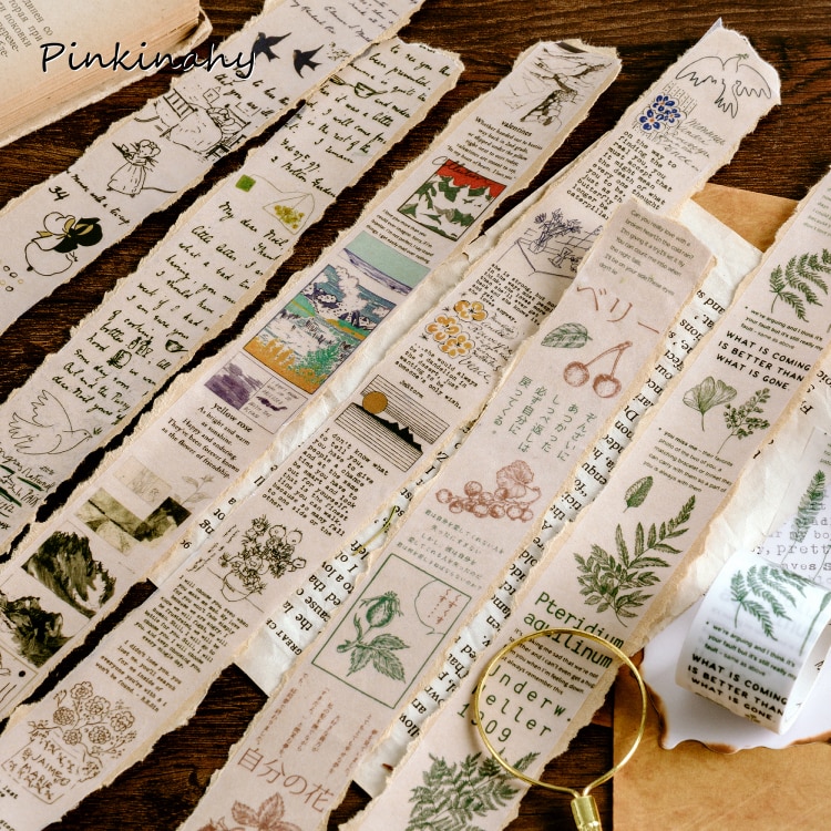 Vintage ormbunkeväxter samling bullet journal washi tejp självhäftande tejp gör-det-själv scrapbooking klistermärke etikett japansk maskeringstejp
