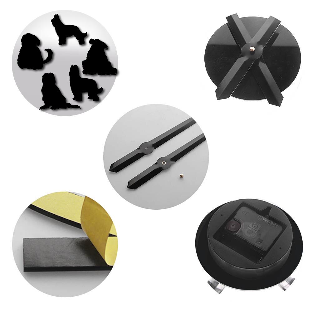 Horloge murale de la race de chien Briard, horloge de grande taille, moderne, autocollants muraux