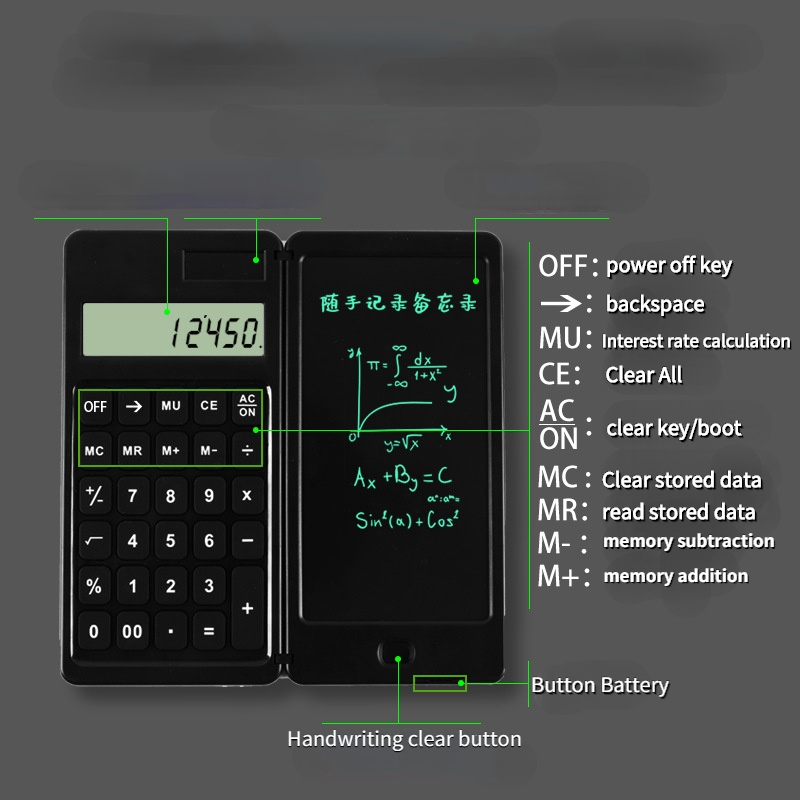 Student Solar Calculator Writing Tablet Portable Smart LCD Graphics Handwriting Pad Board Drawing Tablet