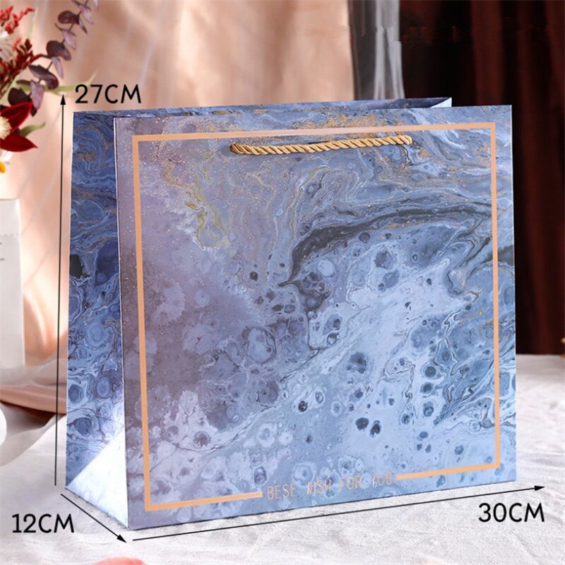 1 Pcs Snoep Pakket Bruiloft Papier Verpakking Dozen Valentijnsdag Party Grote Zak Snoep Opslag tas: Blue L