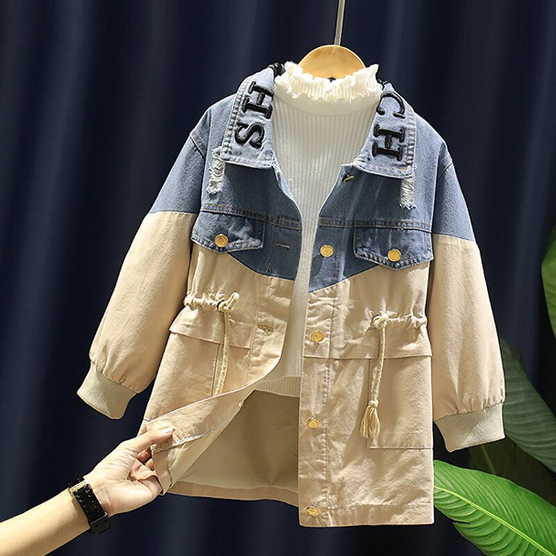 Girls Denim Coats Spring Kids Jackets for Girls Teenagers Tops Autumn Children Clothing for 6 8 10 12 14 Years