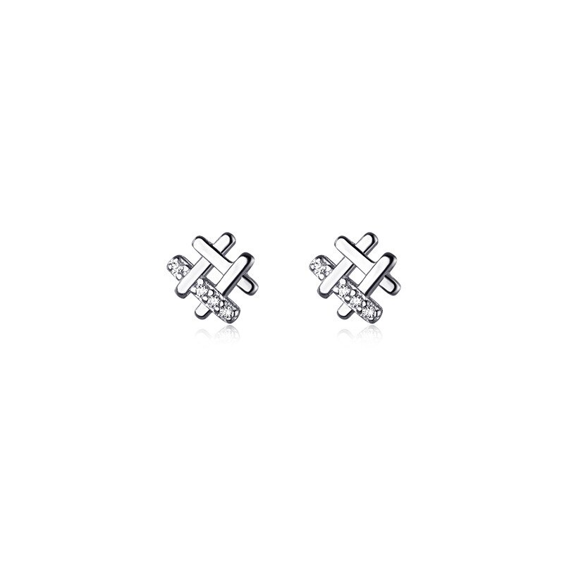 La monada nice fence stud earrings , 925 sterling silver , 925 small silver earrings for women, silver pierced girl student zircon