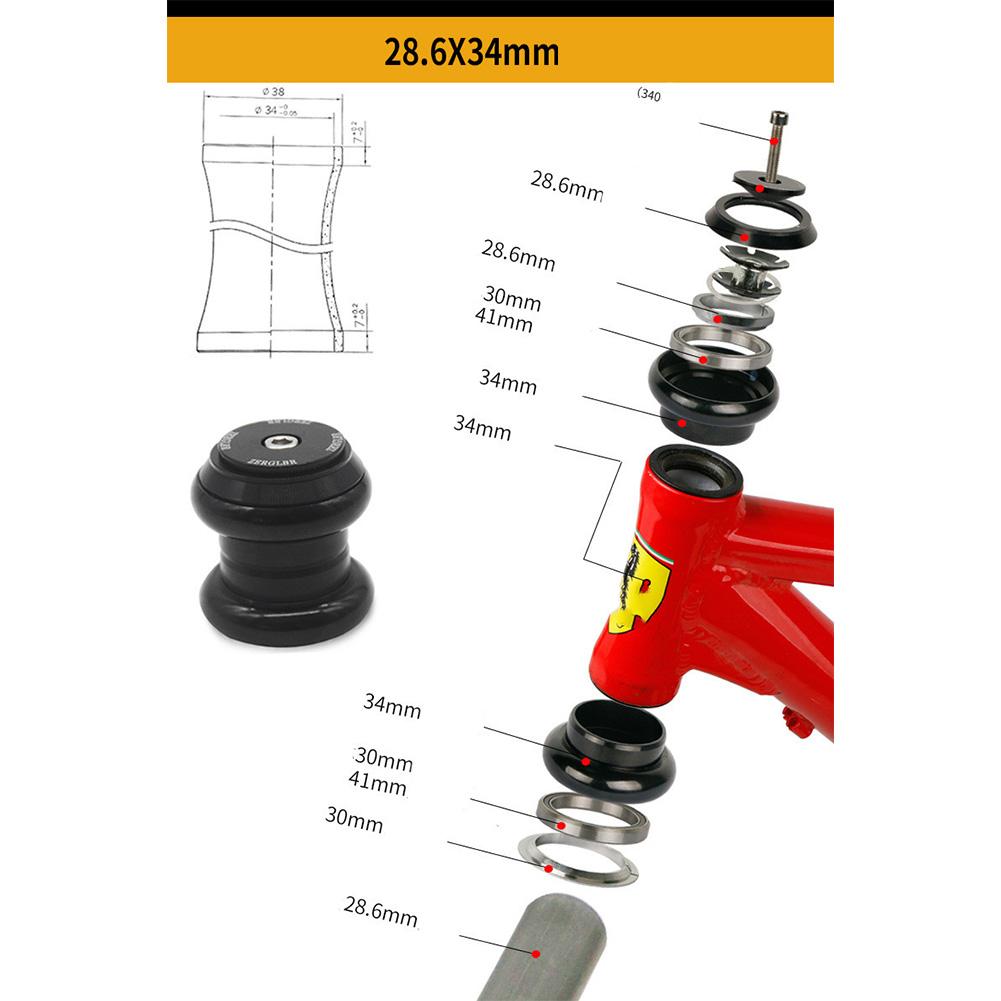 Piñón fijo para bicicleta de montaña, juego de rodamientos dobles de aleación de aluminio de 34/44mm, auriculares de columna de dirección para bicicleta eléctrica