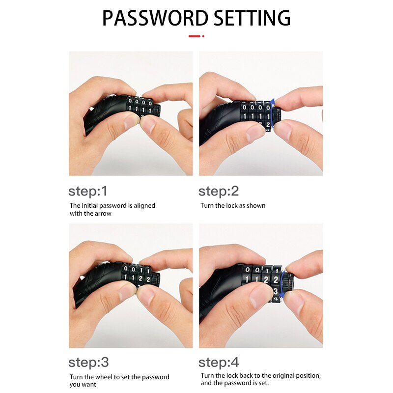 Mountain Bike Lock Anti-Theft Portable Password Lock Fixed Bicycle Ring Lock Outdoor Sports Bicycle Safety