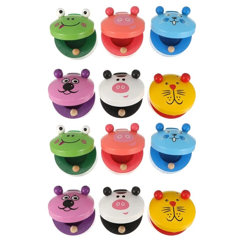 12 Pcs Musical Castanets Instrument Wooden Finger Castanets Percussion Rhythm Music Musical Instrument for Kids Adults: Default Title