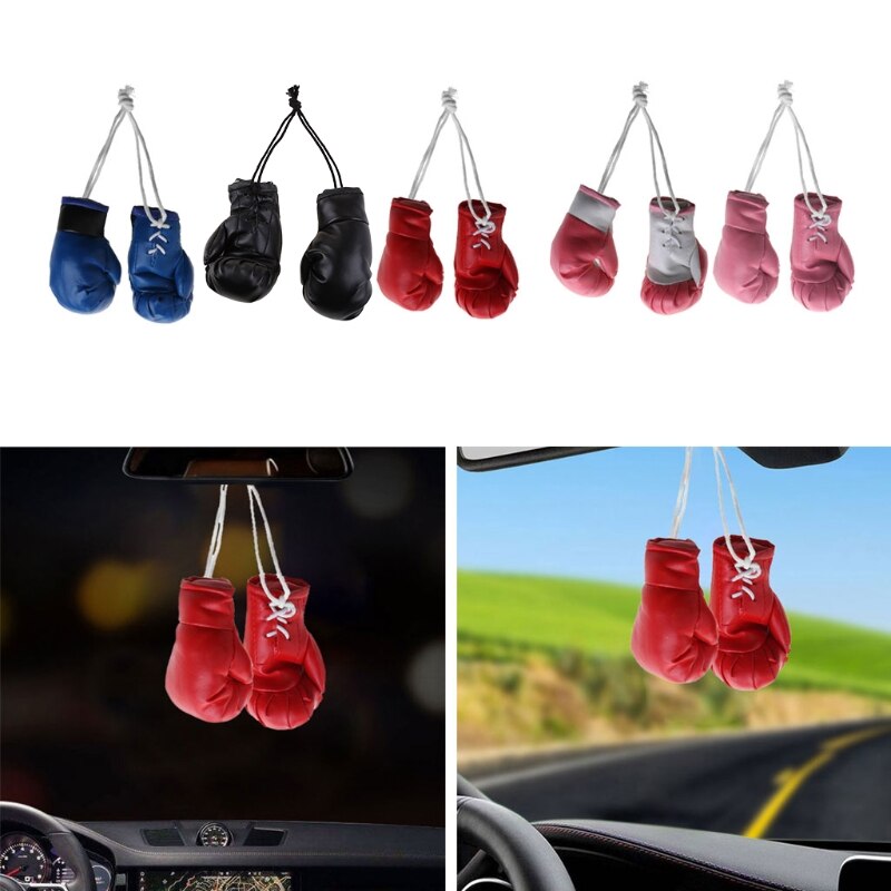 2 pcs/par mini luvas de boxe carro pingente cor sólida em miniatura luvas de perfuração de parede casa pendurado decoração ornamentos
