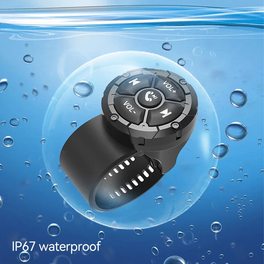 Pulsante multimediale Bluetooth telecomando IPX6 tipo cinturino impermeabile controllore senza fili per volante per auto, bici, moto