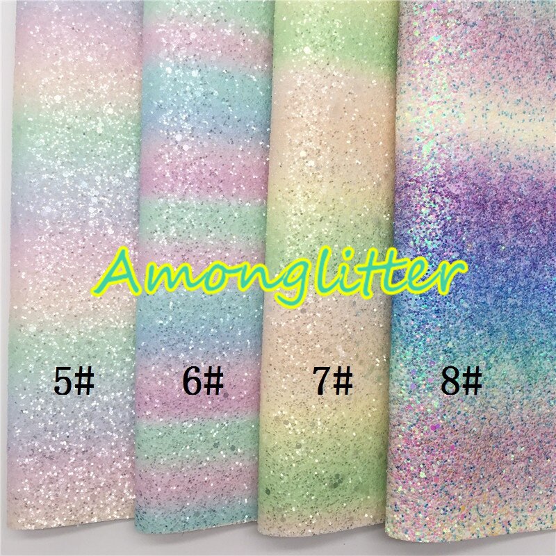 Amonglitter Rainbow hojas de tela de cuero grueso de brillo, tejido brillante para bolsas y zapatos de lazos de bricolaje 21x29cm tamaño A4 MB013A