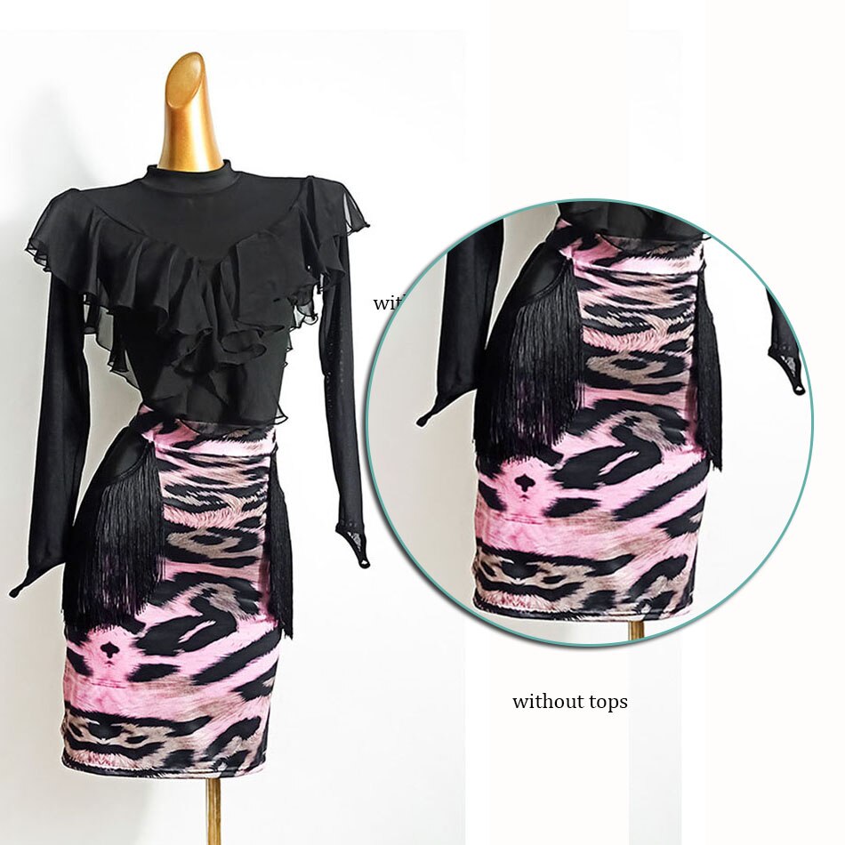 neue Latin Dance Kleid Frauen Leopard Latin Dance Rock für Ballsaal Samba Tango Chacha Bauchtanz Performamnce LP560