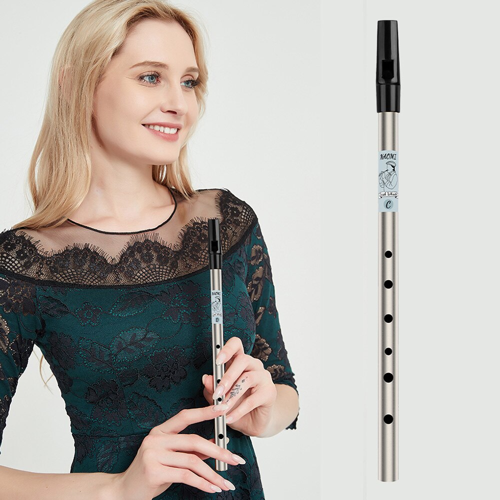 NAOMI 6 Holes Key of C Tin Whistle Traditional Irish Penny Whistle Brass Material Musical Instrument for Beginners