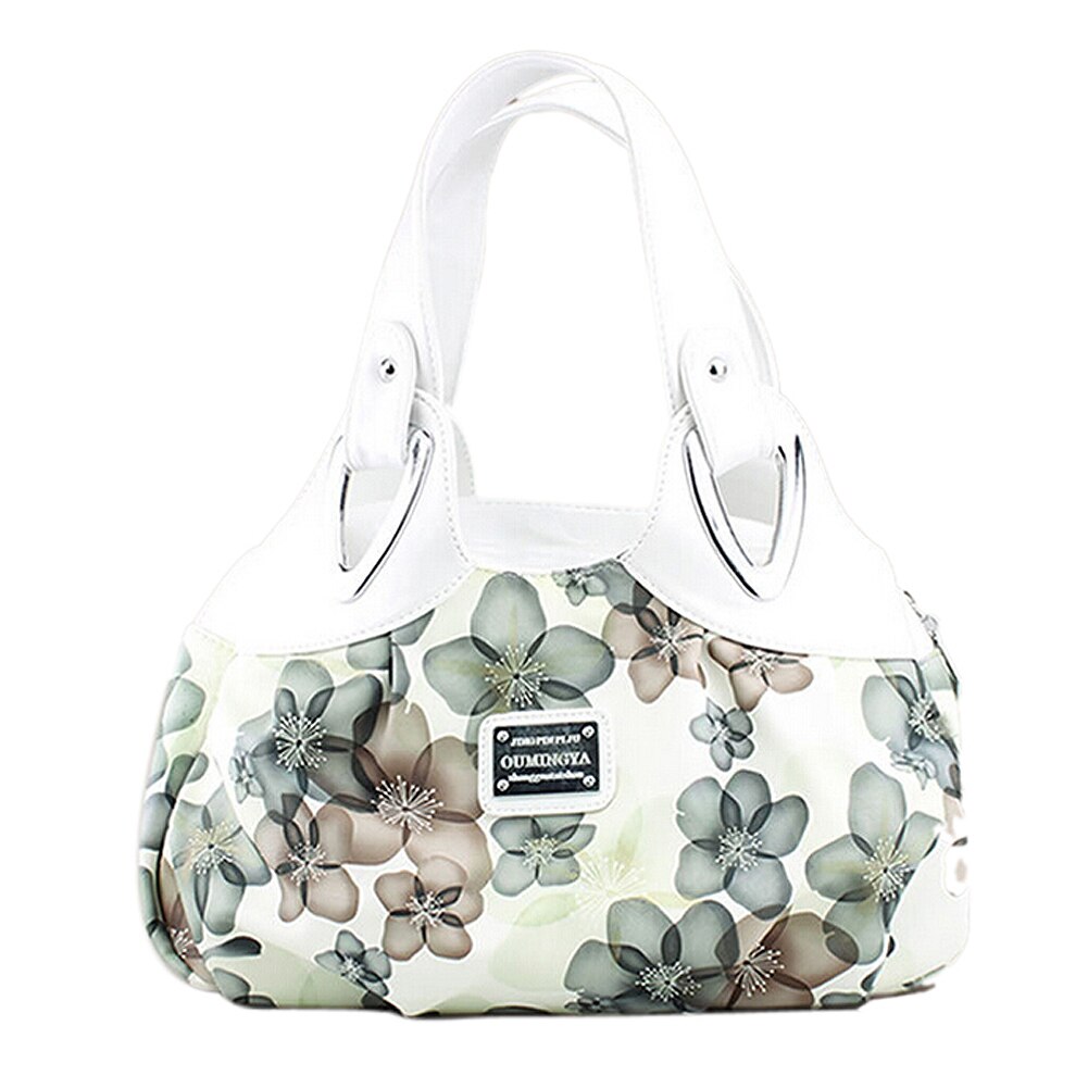 Fggs-Mode Handtas Vrouwen Pu Lederen Tas Tote Bag Printing Handtassen Satchel-Droom Saffloerolie + Wit Handstrap