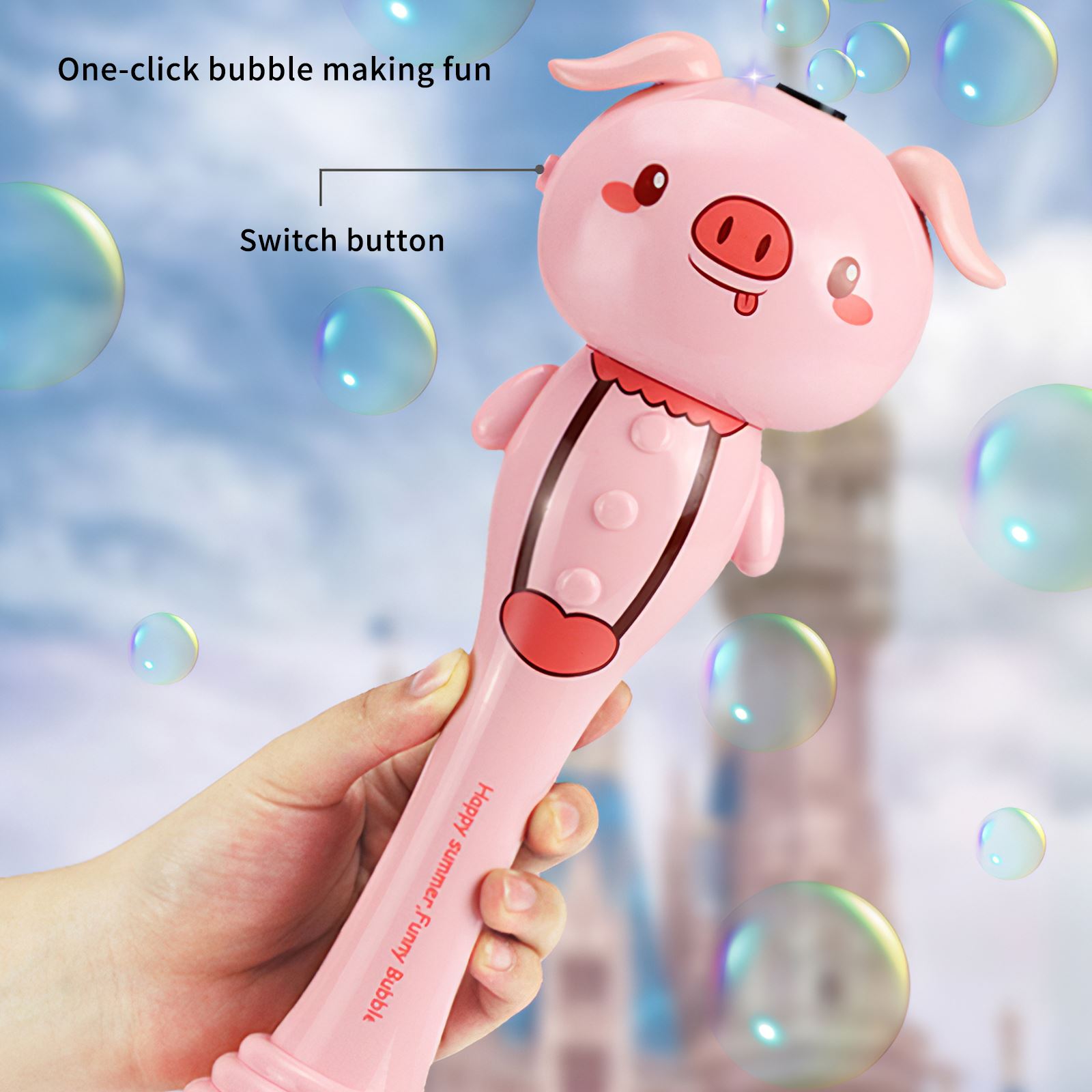 Kleine Roze Varken Elektrische Bubble Machine Muziek Glow Automatische Bubble Blazen Machine Outdoor Speelgoed Zomer Spelen Kinderen Speelgoed
