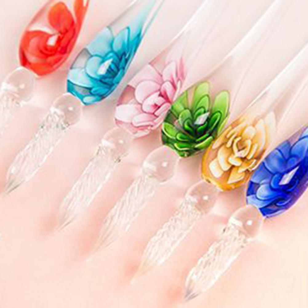 1 Set Glass Dip Pen with Ink Floral Glossy Fountain Pen Kit Smooth Writing Threaded Nib Crystal Ink Pen Set перо для письма 글라스펜