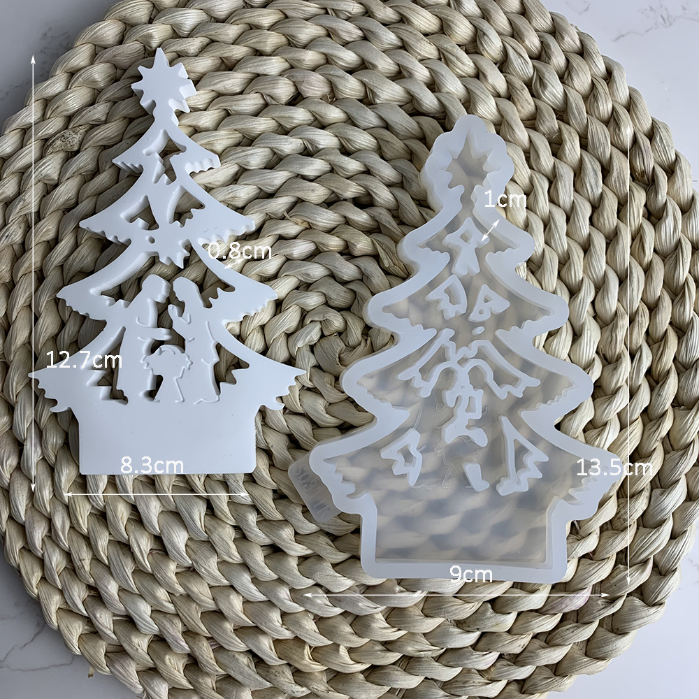 Serie natalizia portacandele stampo in silicone fai da te pupazzo di neve alce casa candeliere ornamento stampo in resina artigianato in gesso 3D decorazioni per la casa: Luce Verde