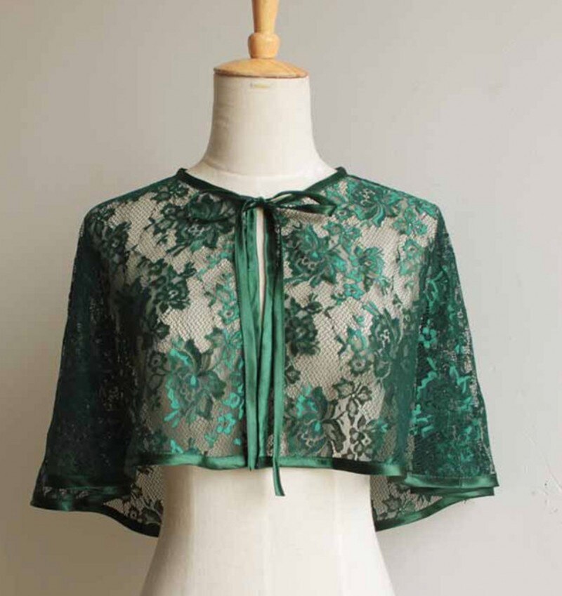 Bolero de encaje verde y rojo para mujer, vestidos de de noche, chales de , encogimiento de hombros