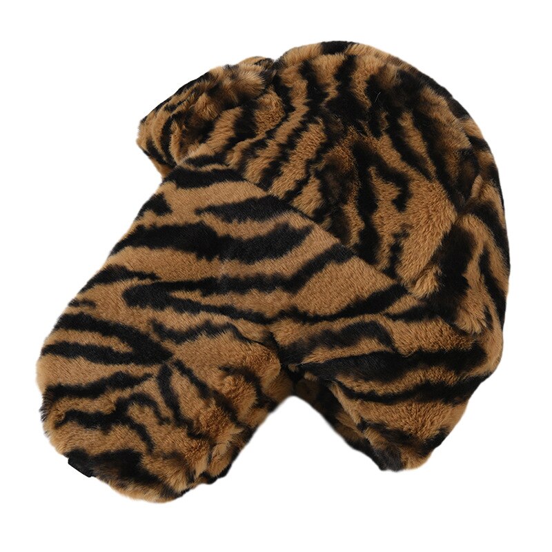Sombrero de piel rusa para hombre y mujer, gorros de bombardero en blanco y negro, gorros con orejeras, gorros gruesos y cálidos de punto para exteriores, Invierno: Camel