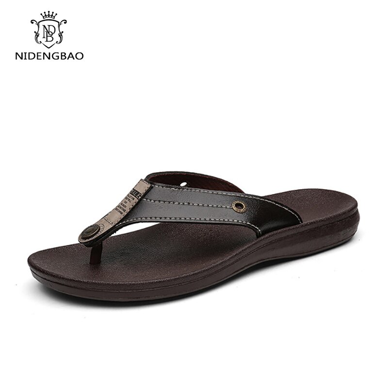 Sommar herr flip flops tofflor mikrofiber läder herr skor utomhus strand rutschbanor herr tofflor storlek 39-45