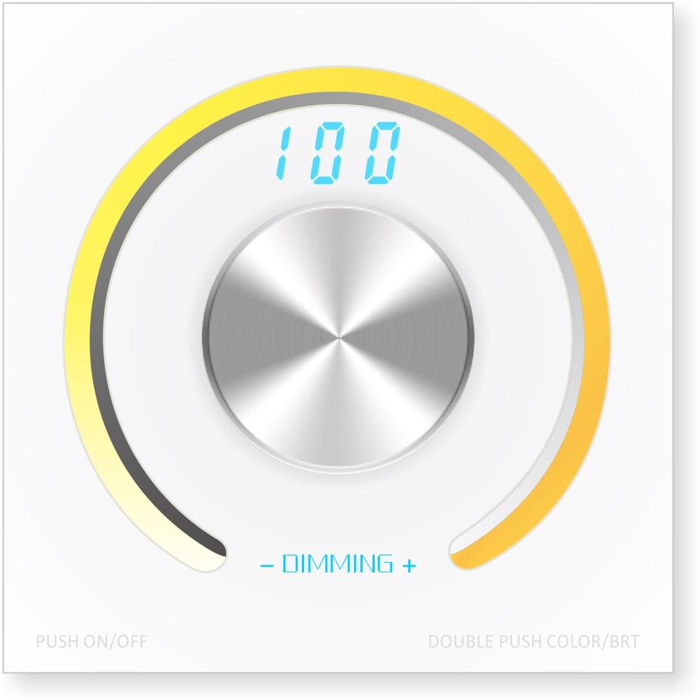 Led Color Temperature Controller 12V-24V Wall Mount Manual Panel Digital Display Rotary Knob Single Strip CT CCT Controller: K2