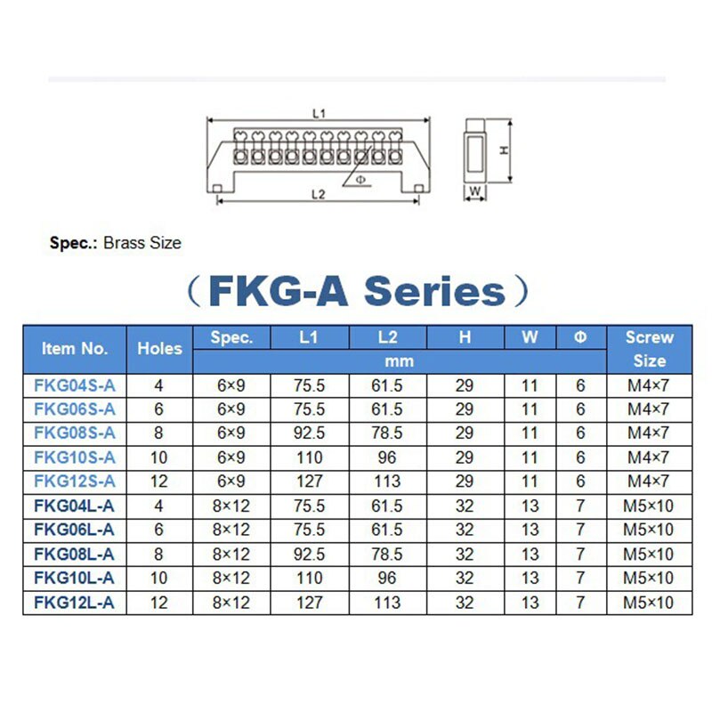 Green Blue Screw Brass Terminal Block Earth And Neutral Block With 4-12 Pole