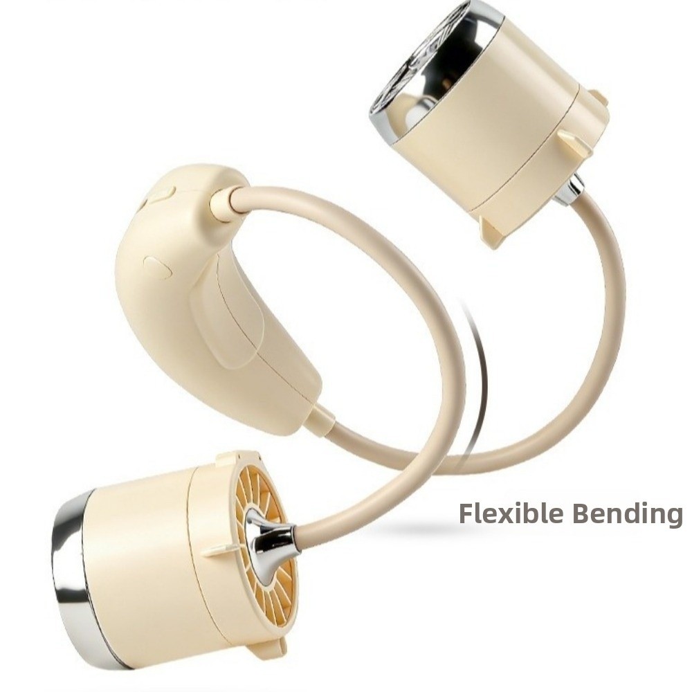 Low Noise Hanging Neck Fan USB Rechargeable 360° Bendable Neck Electric Fan Lightweight Hands-Free Around Neck Cooler