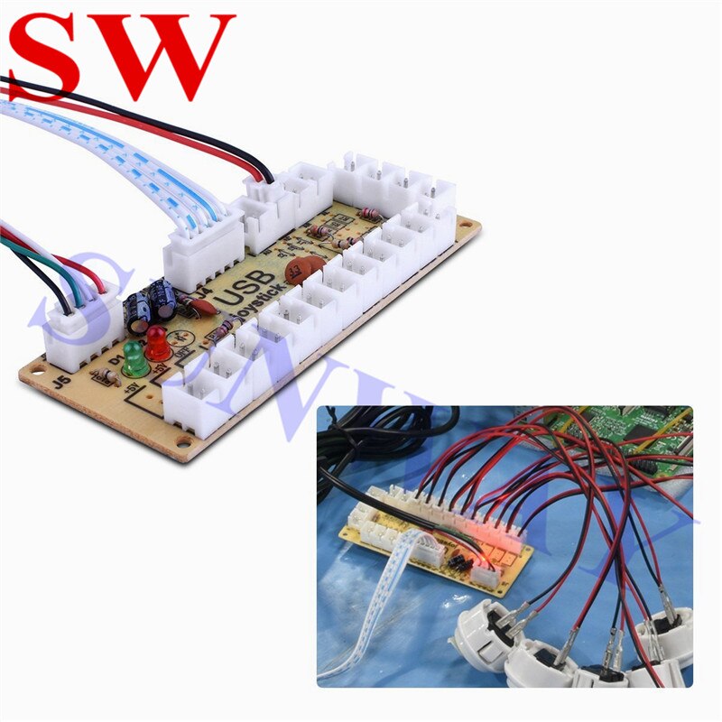 2 jugadores clásicos Arcade concurso DIY Kits codificador USB a PC Joystick + 4/8 maneras pegatina + arnés de cable para MAME
