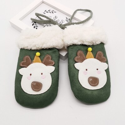 Winter Handschuhe Niedlichen Baby warm Karikatur Fäustlinge unisex Warme voll-Finger handschuhe: dunkel Grün