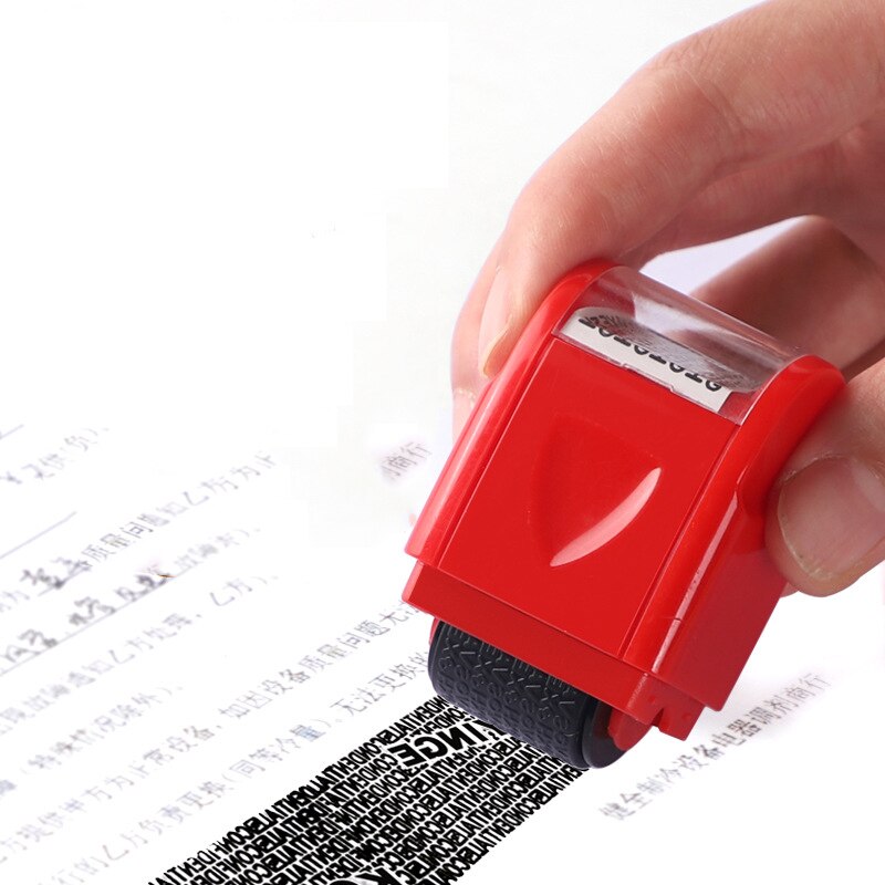 Mini Security Stamp Roller Privacy Seal Roller Type Cover Eliminator Seal Portable Self-Inking Identity Theft Protection Seal: red
