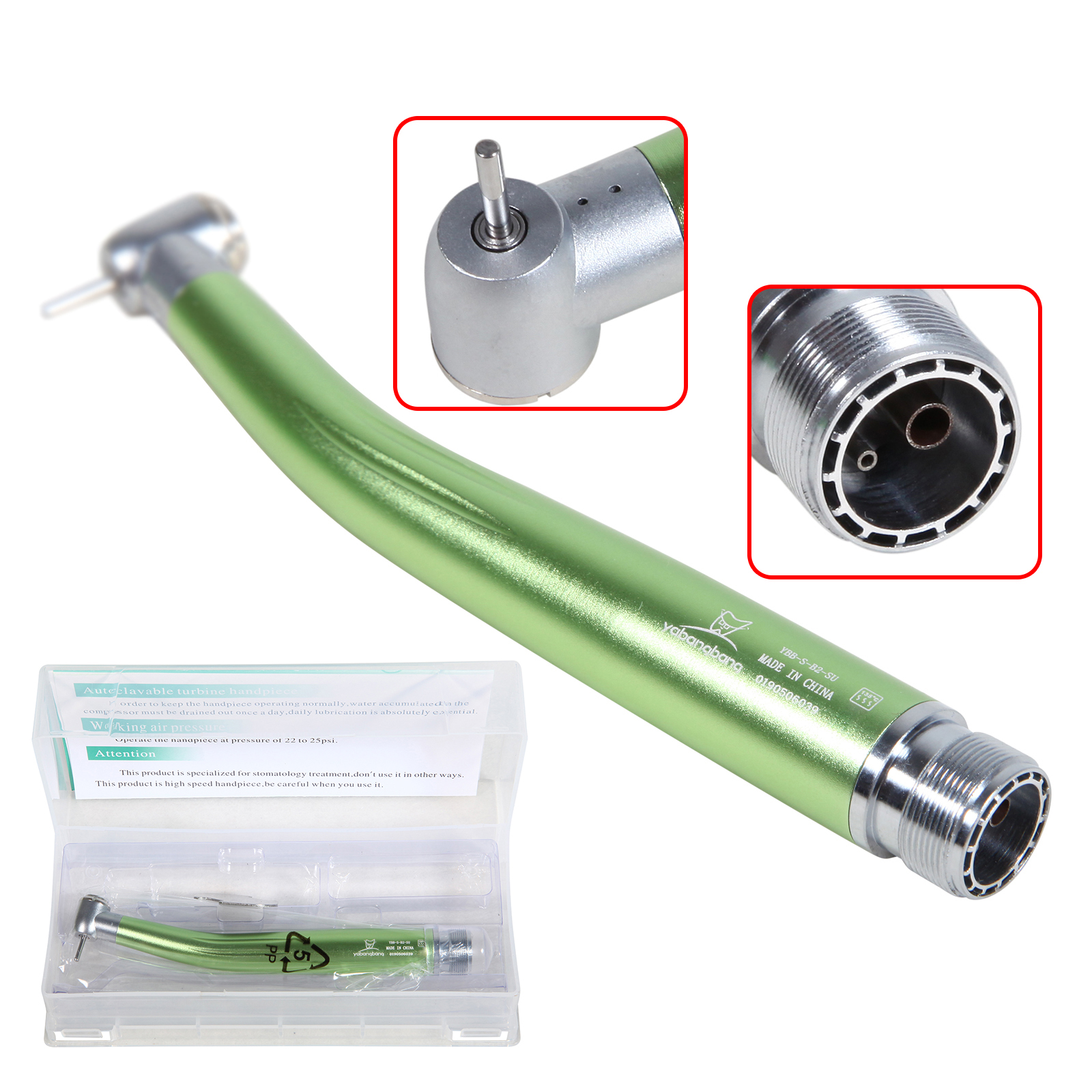 2/4Holes Dental High Speed Handpiece Push Button Standard Head Air Turbine Single Water Spring Rotor/Cartridge: Orange