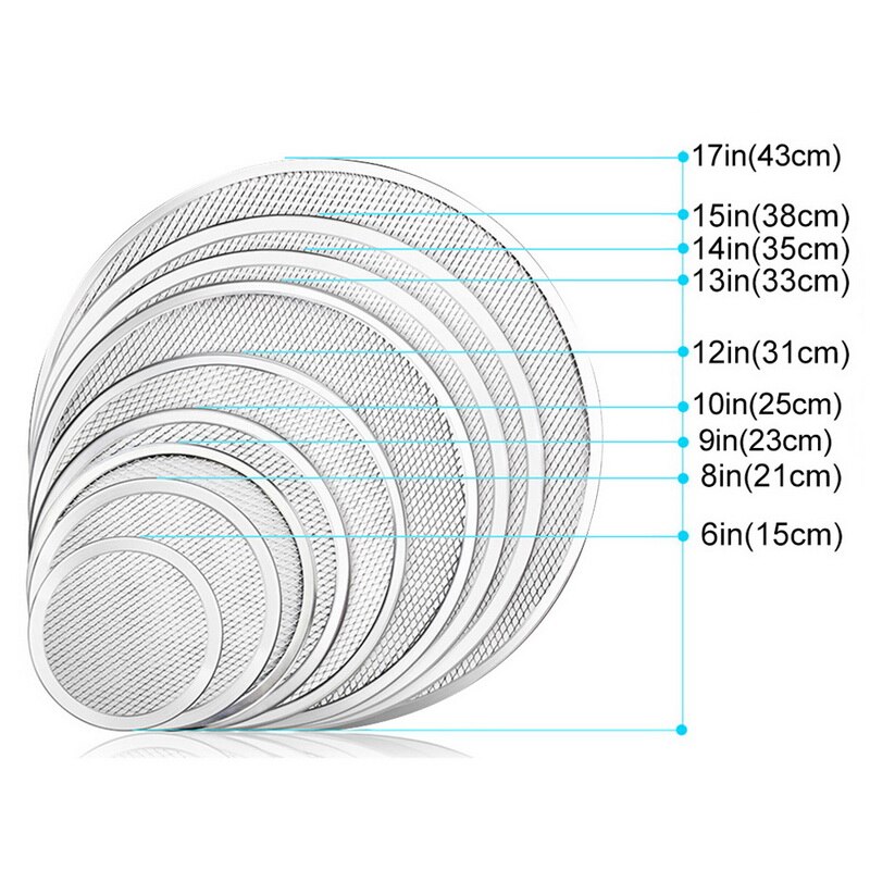 Non stick Pizza Screen Pan Baking Tray Metal Net Seamless Aluminum Metal Net Bakeware Kitchen Tools Pizza 6-17 inch