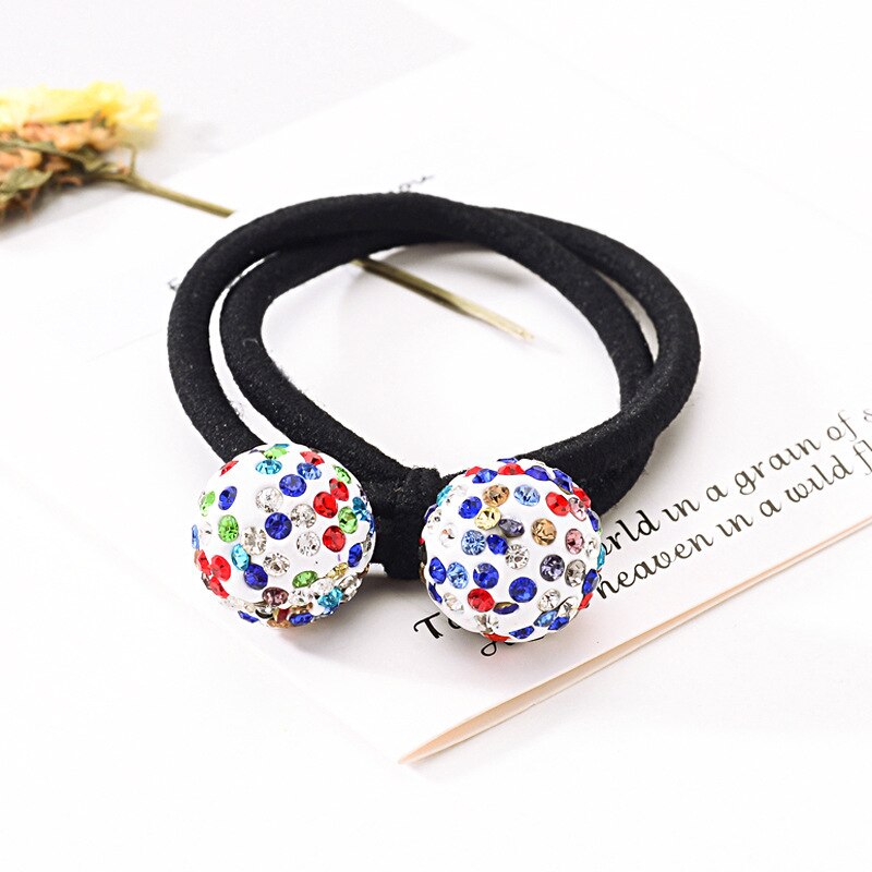 Elástico de cabelo para mulheres, acessórios femininos de cabelo de alta qualidade com strass, para rabo de cavalo: white multicolor