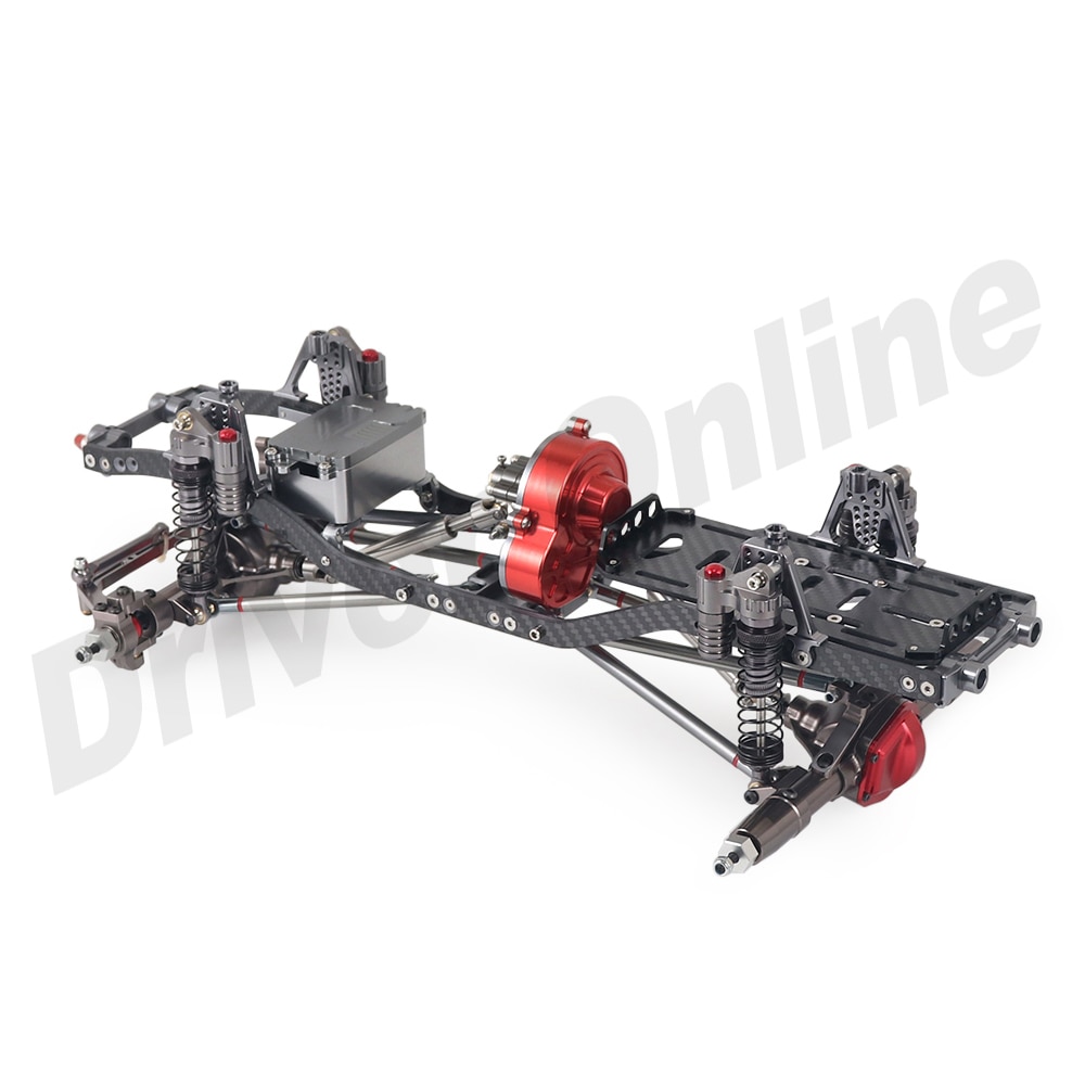 1/10 RC Crawler Chassis In Metallo Kit di 313 millimetri 12.3 "Passo con di Trasmissione In Metallo di Alluminio Asse Telaio In Fibra di Carbonio Ferroviario