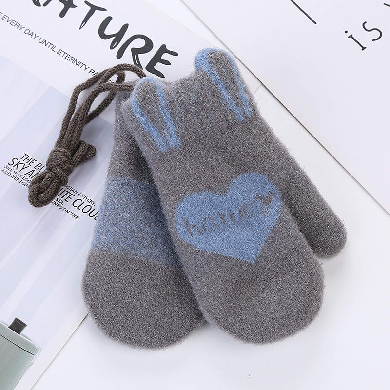 Balleenshiny Liebe Buchstaben Baby Kinder Handschuhe für 0-3Y Nette Baby Gestrickte Woolen Winter Warme Handschuhe für Junge Mädchen Kinder Fäustlinge