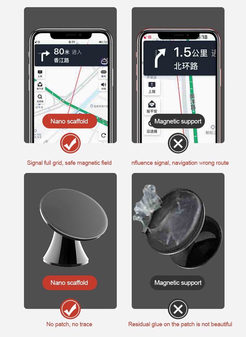 Car Phone Holder For Cell Mobile Phone Holder Multi-Function Nano Rubber Pad Car Mount Holder Stand For Chase Drama Navigation