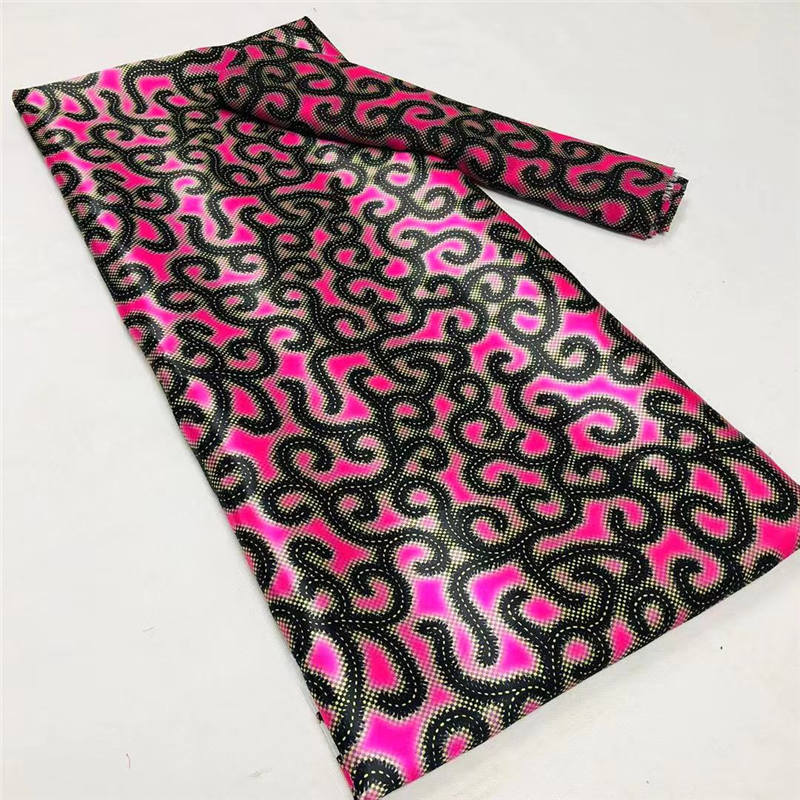 Imitated Satin Silk Wax Materials Soft Nigerian Silk Chiffon Fabric African Fabric Ankara Wax Prints Fabric 4+2 yards