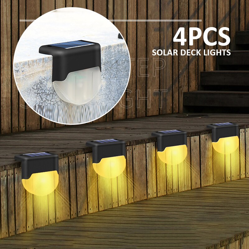 4X Solar LED Bright Deck Lights Outdoor Garden Patio Railing Decks Path Lighting Garden Landscape Supplies