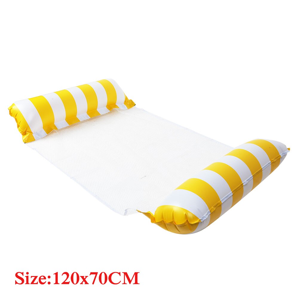 Summer Floating Water Hammock Recliner Foldable Inflatable Air Mattress PVC Swimming Pool Mats Beach Cushion Sleeping Bed: Type C Yellow