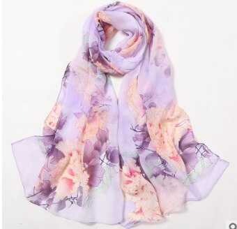 Beach flower print Georgette chiffon scarf silk square hijab cool shawl ladies foulard femme Scarves hair bufanda mujer: 1