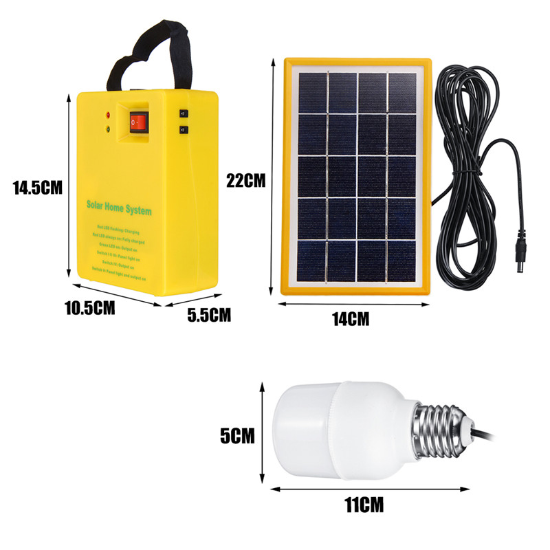 Portable Solar Panel Power Generator LED Solar Light with 2Bulbs 3 gear dimming USB Charge Emergency System Kit for Home Outdoor
