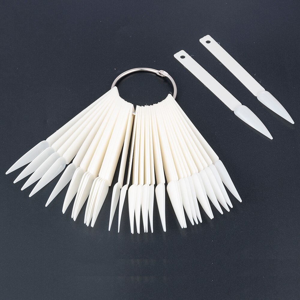 40pc falske neglelak gel kunst spids prøve øvelse display blæser farveprøve holder hvid gennemsigtig nail art farvekort