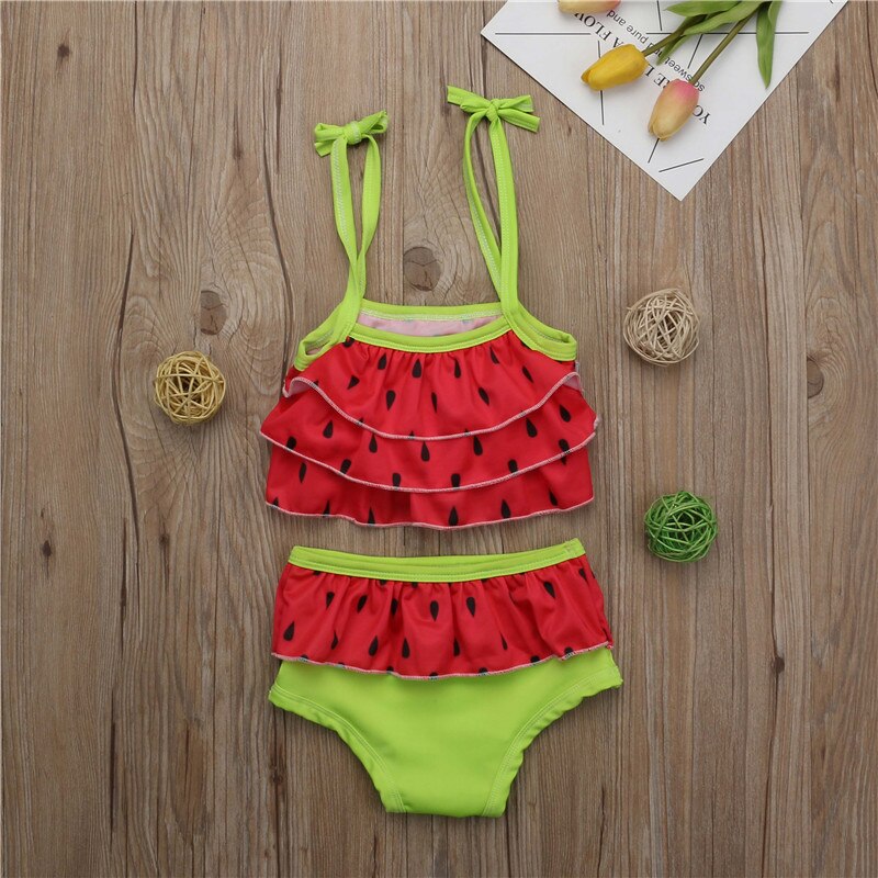 Cute Swimwear Girls Kids Watermelon Print Bikini Set Bathing Suit Children Beachwear Girls Kids Swimwear Biquini Infantil Menina