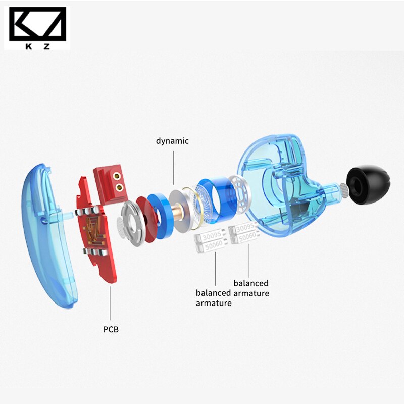 KZ ZS10 In-Ear Headphones - 4BA+1DD Hybrid Drivers, HiFi Monitor Earbuds, Wired, Noise Cancelling