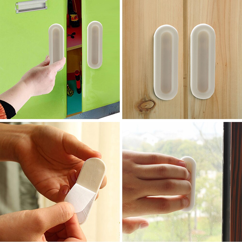 4pcs Paste the open sliding door handles for interior doors glass window cabinet drawer wardrobe Self-adhesive Handle Y