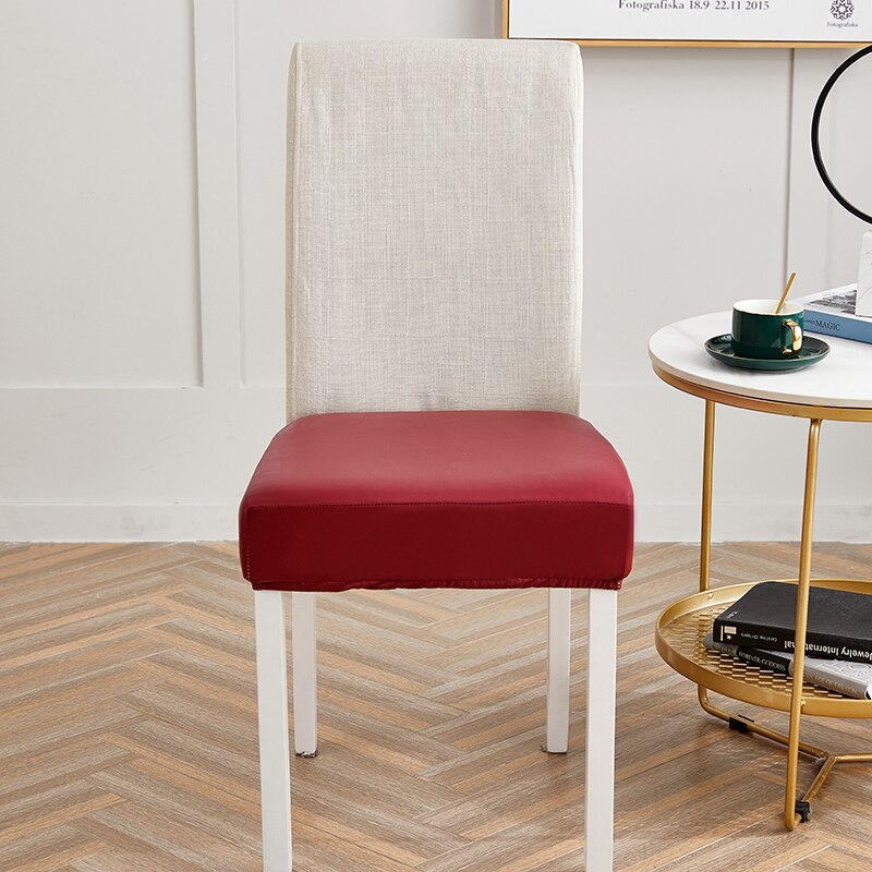 100%  vanntett pu materiale elastikk stoltrekk for spisestue stol sete slipcovers beskytter for kjæledyr: Vinrød